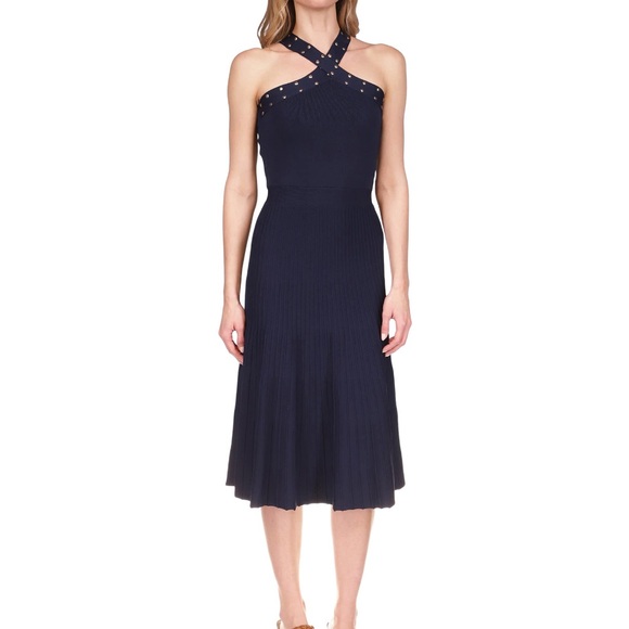 NWT MICHAEL Michael Kors Halter Dress w/ Studs Trim - Picture 1 of 3